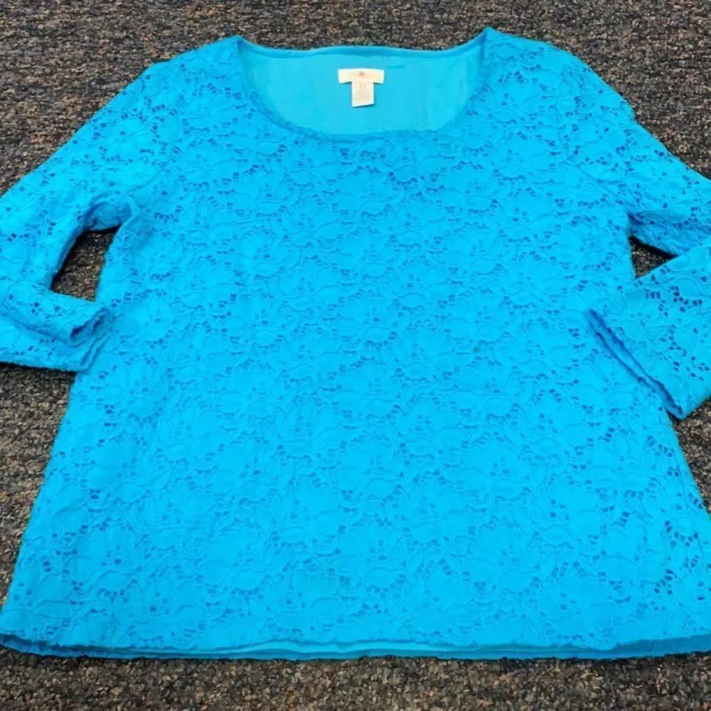Chico’s Lace Teal Top sz. 0